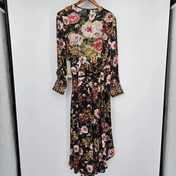 Aratta Silent Journey Savannah Floral wrap Hi Low Dress Womens Size Small New!